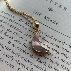 Mother of Pearl Crescent Moon Gold Plated Necklace​​​​
